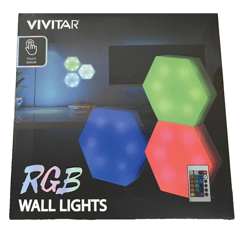 Vivitar RGB Wall Lights Touch Sensor Change colors w/included remote